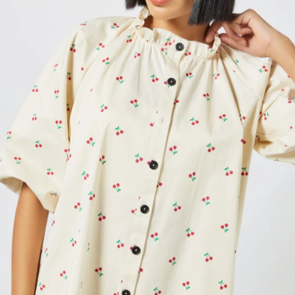 Lost Ink Cherry Print Shift Mini Dress - size 16 - Picture 10 of 11